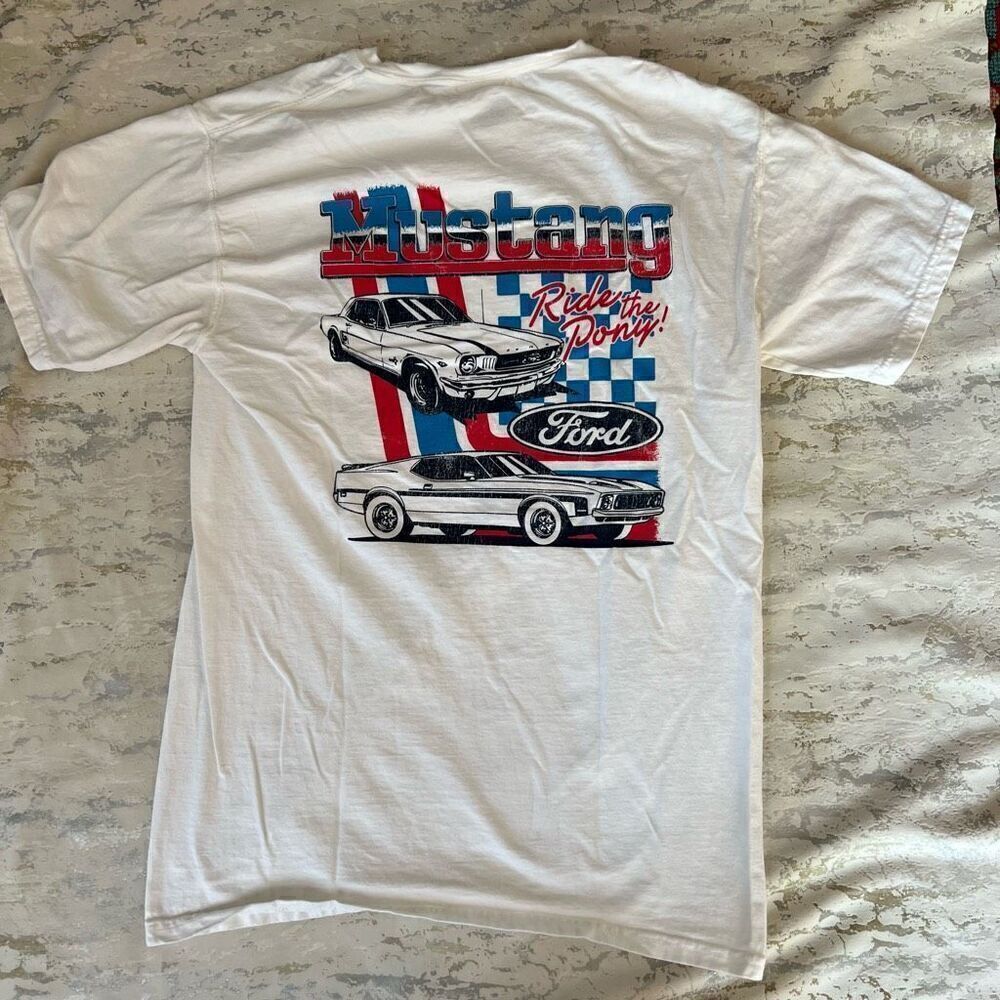 Ford Mustang Graphic Tee Comfort Wash 100% USA grown cotton ride the pony